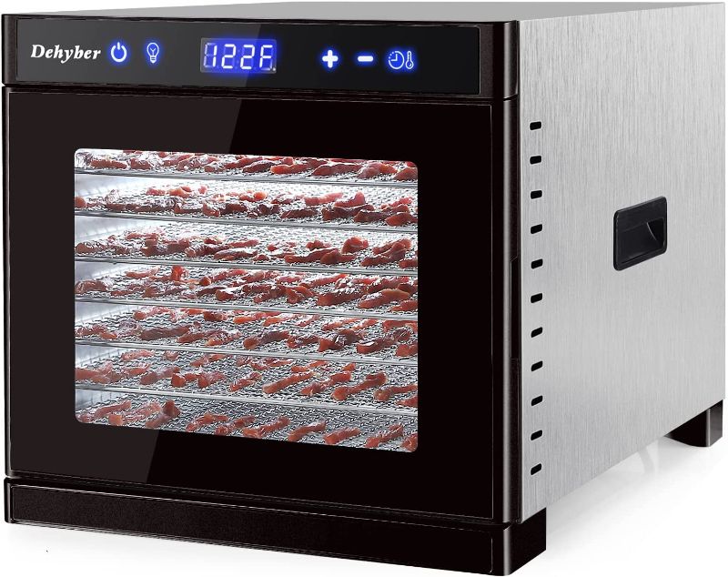 Photo 1 of Dehyber Upgraded Dehydrators for Food and Jerky(67 Recipes),8 Stainless Steel Trays Dryer Machine with 24H Adjustable Timer and Temperature Control,Dehydrator for Meat Beef Herb Fruit Vegetable Nut Dog Treats-Overheating Protection 700W
