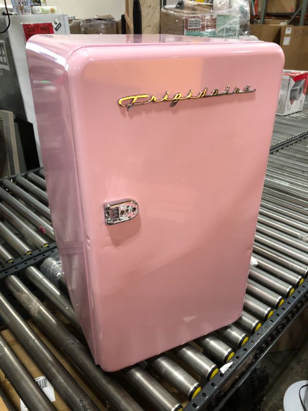 Photo 2 of FRIGIDAIRE EFR372-PINK 3.2 Cu Ft Pink Retro Compact Rounded Corner Premium Mini Fridge
