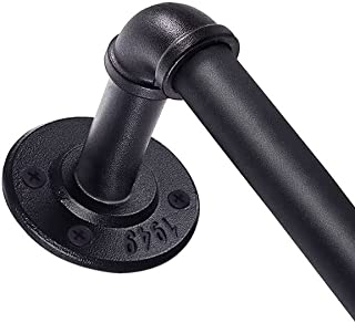 Photo 1 of 1 Inch Curtain Rods for Windows 48 to 84, Industrial Pipe Curtain Rod, Black Curtain Rod, Outdoor/Indoor Curtain Rod, Rustic Curtain Rod, Rust Resistant Ceiling or Wall Mount, 48 to 86 Inch, Black
