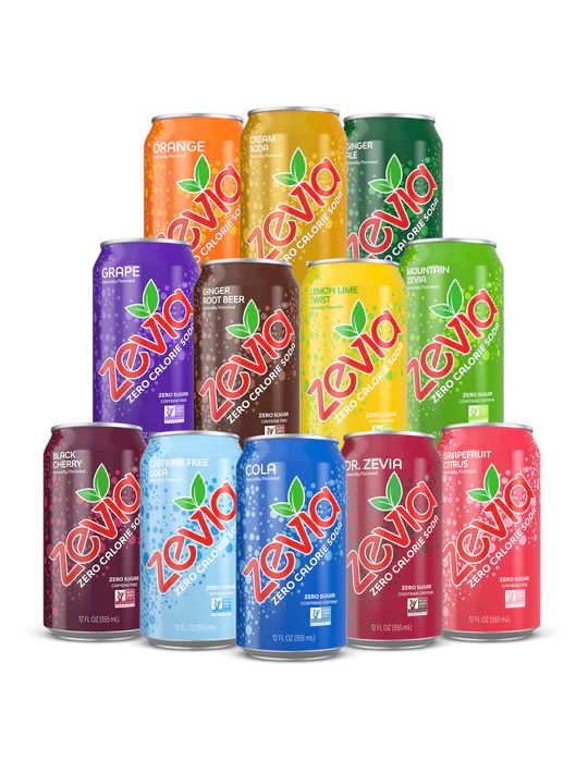 Photo 1 of ZEVIA Rainbow Soda Variety Pack, 24 PACK, BEST BY 20 OCT 2023