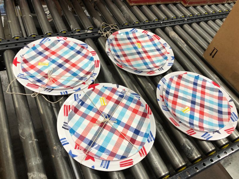 Photo 1 of 4 SETS OF RED WHITE AND BLUE PLASTIC PLATES