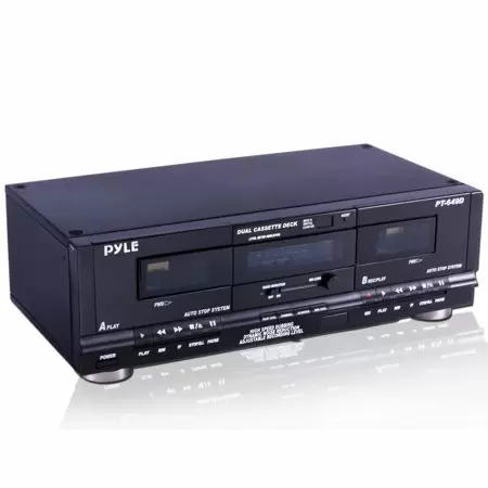 Photo 1 of Pyle PT649D Rack-mountable Dual Cassette Player, 40-15,000 Hz (-20 dB Recording)
