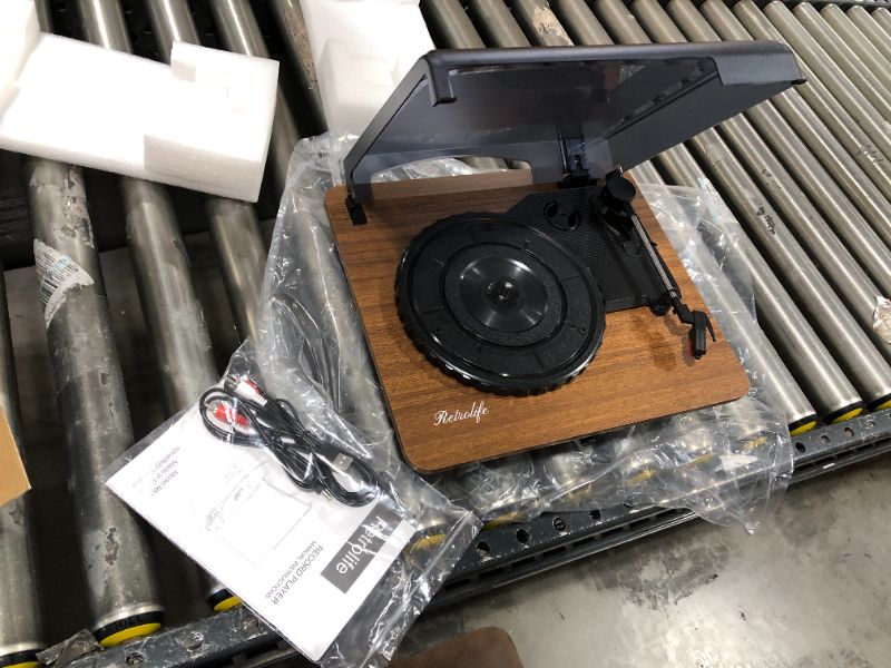 Photo 1 of Vinyl Record Player Bluetooth Turntable with Speakers Vintage Record Players Phonograph Support 3-Speed Wireless RCA Output AUX Headphone Input Portable Lightweight USB Charge Come with RCA Cable

