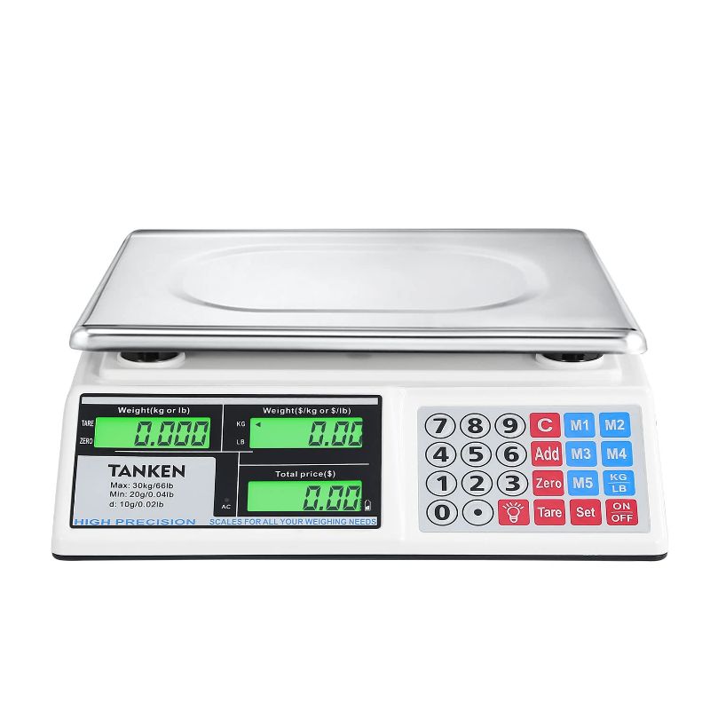 Photo 1 of Digital Commercial Food Scale 66 lb /30 Kg Electronic Price Computing Scale with Dual Green Backlight LCD Display Stainless Steel Platform, Retail Meat Weight Produce Scales, Deli, Fruit
