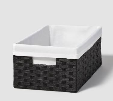 Photo 1 of 16" x 9" x 6" Lined Woven Media Bin Black - Brightroom™

