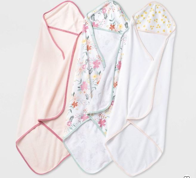 Photo 1 of Baby Girls' 3pk Floral Meadow Hooded Towel - Cloud Island™ Pink

