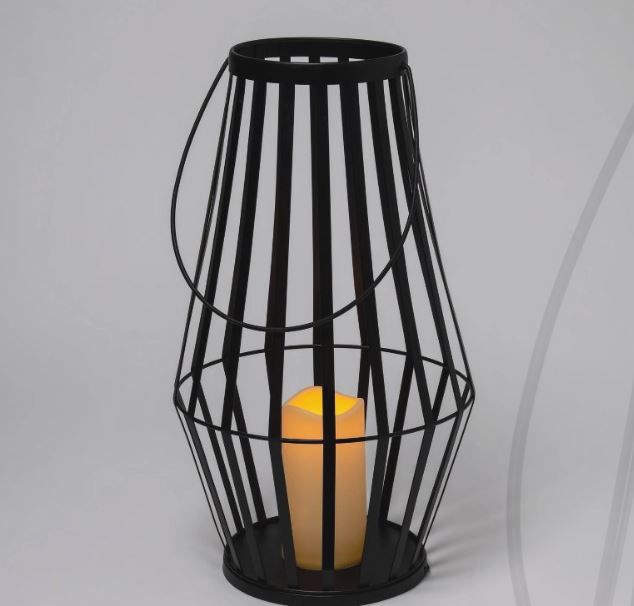 Photo 1 of 18" Light Up Metal Slat Black Halloween Decorative Lantern - Hyde & EEK! Boutique™

