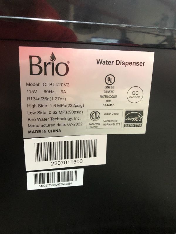 Photo 6 of Brio Bottom Loading Cooler Water Dispenser Essential Series