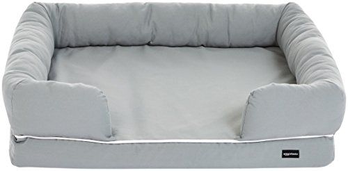 Photo 1 of Amazon Basics Memory Foam Bolster Dog Bed, Medium (36 x 29 Inches) Grey
