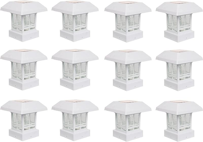 Photo 1 of GreenLighting 12 Pack Trophy 15 Lumen Solar Powered LED Post Cap Light for 4x4 or 5x5 Posts (White)
