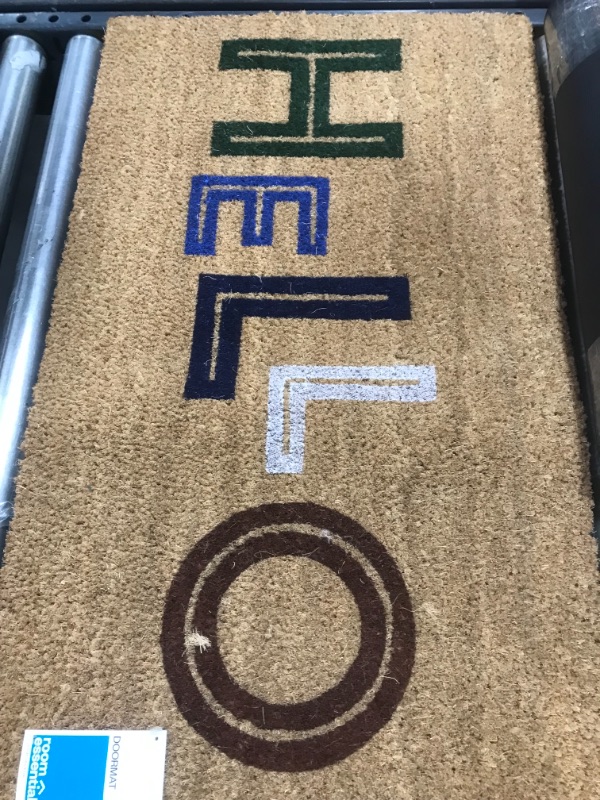 Photo 2 of 1'6"x2'6" Hello Colorblocked Coir Doormat - Room Essentials™

