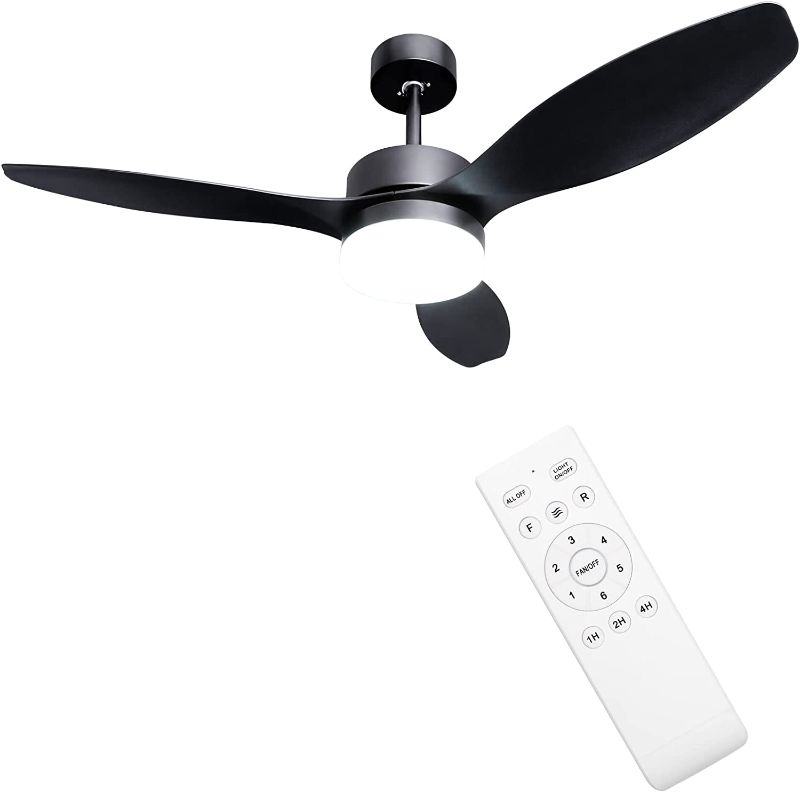 Photo 1 of Ohniyou 52'' Ceiling Fan with Lights Remote Control,Outdoor Ceiling Fans for Patio with Light,Black Ceiling Fan Light for Bedroom Kitchen Nursery Conference
