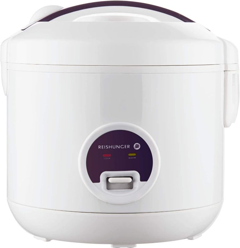 Photo 1 of Reishunger Rice Cooker & Steamer with Keep-Warm Function - 8 Cups cooked - Ceramic Coating incl. Steamer Insert - For 1-6 People
