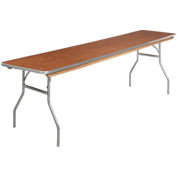 Photo 1 of 18'' x 72'' Rectangular Wood Folding Training/Seminar Table with Smooth Clear Coated Finished Top