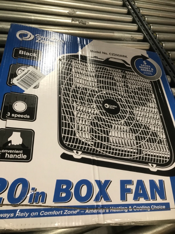 Photo 3 of 20 in. High Performance Box Fan with Carry Handle in Black