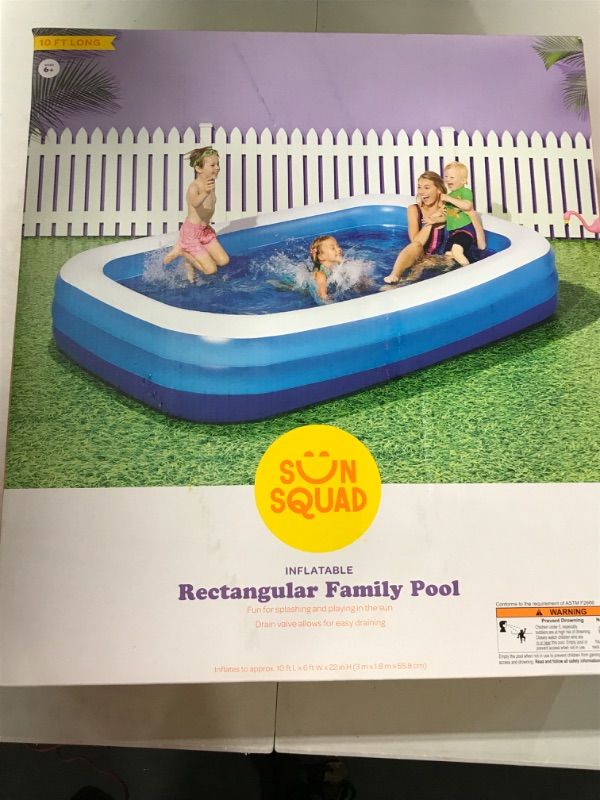 Photo 2 of 10 X 22 Deluxe Rectangular Family Inflatable Above Ground Pool - Sun Squad