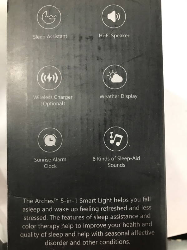 Photo 2 of 5 in 1 Smart Alarm Clock Wireless/Wired Charger Bluetooth Speaker Syncs Light to Music White Noise Machine Weekend Setting Ambient Table Lamp Mindful Breathing Training App / Alexa, Google Home