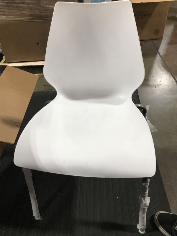 Photo 2 of Hercules Series 770 lb. Capacity White Stack Chair with Lumbar Support and Silver Frame