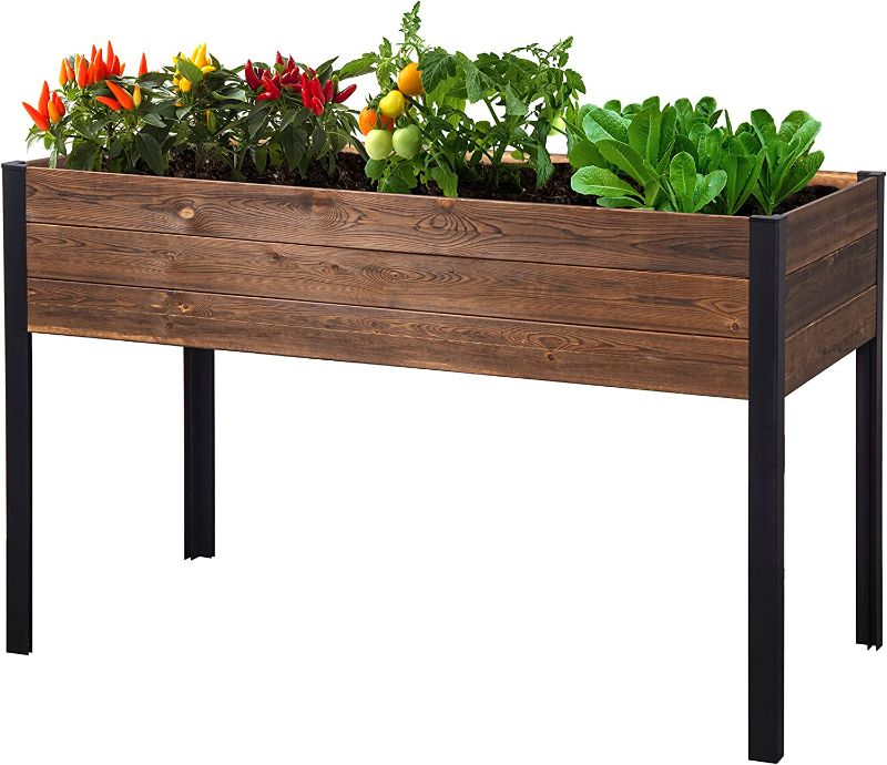 Photo 1 of Phoenix Vine Raised Garden Bed 48”×24”×30”, Elevated Wood Planter Box with Sturdy Metal Legs and Liners, Rot-Resistant Heat-Treated Wood Lasts for Years
