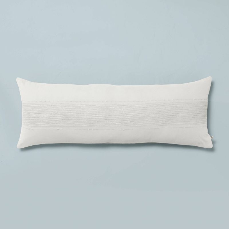 Photo 1 of 16" X 42" Slub Center Stripe Oversized Lumbar Bed Pillow - Hearth & Hand™ with Magnolia
