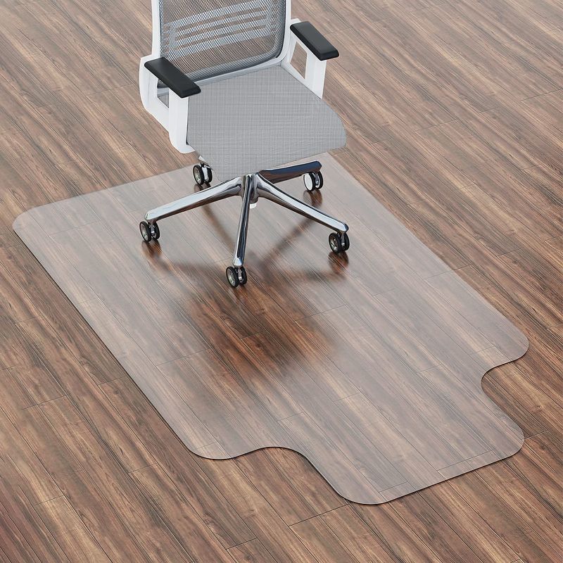 Photo 1 of 100pointONE Office Chair Mat for Hardwood Floor - 48'' x 30'' Easy Glide Desk Computer Chair Floor Mat for Hard Floors - Plastic Rolling Chair Mat for Work, Home, Gaming (30'' x 48'' with Lip)