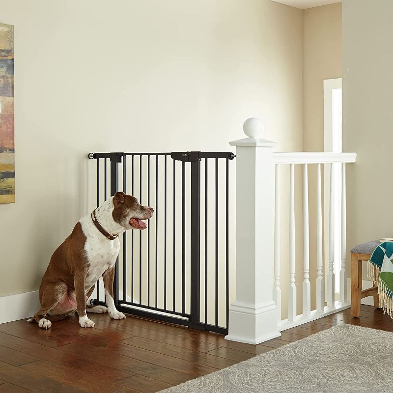 Photo 1 of Cumbor 36" Extra Tall Baby Gate for Dogs and Kids with Wide 2-Way Door, 29.7"- 46" Width, and Auto Close Personal Safety for Babies and Pets, Fits Doorways, Stairs, and Entryways, Black