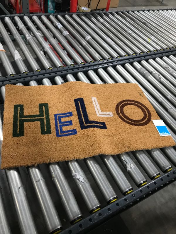 Photo 2 of 1'6"x2'6" Hello Colorblocked Coir Doormat - Room Essentials™