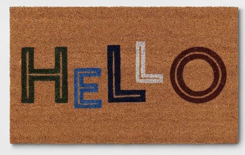 Photo 1 of 1'6"x2'6" Hello Colorblocked Coir Doormat - Room Essentials™