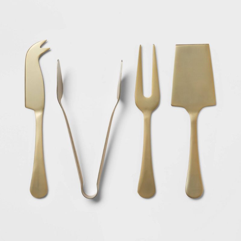 Photo 1 of 4pc Stainless Steel Cheese Serving Set Gold - Threshold™