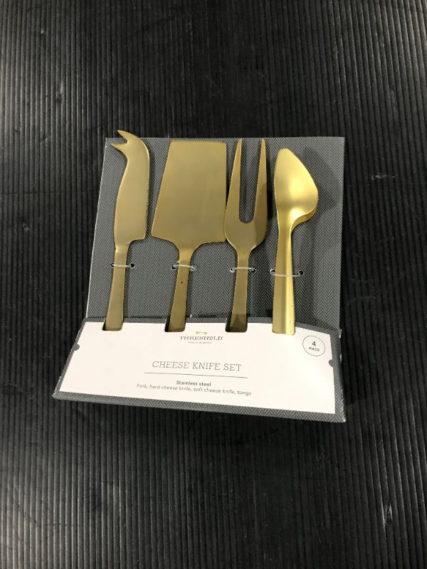 Photo 2 of 4pc Stainless Steel Cheese Serving Set Gold - Threshold™