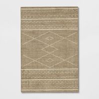 Photo 1 of 4'x5'5" Parkman Washable Border Diamond Rug Tan - Threshold™