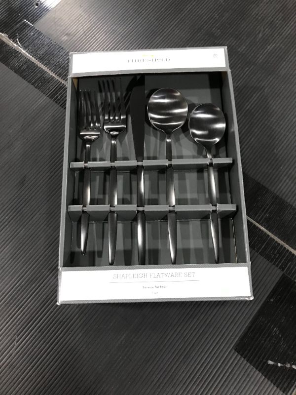 Photo 2 of 20pc Shapleigh Flatware Set Matte Black - Threshold™