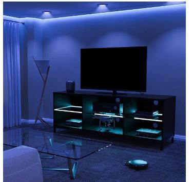 Photo 1 of  LED TV Stand for 65" TV Modern Entertainment Center with LED Lights Media Console Cabinet with Storage Shelves
