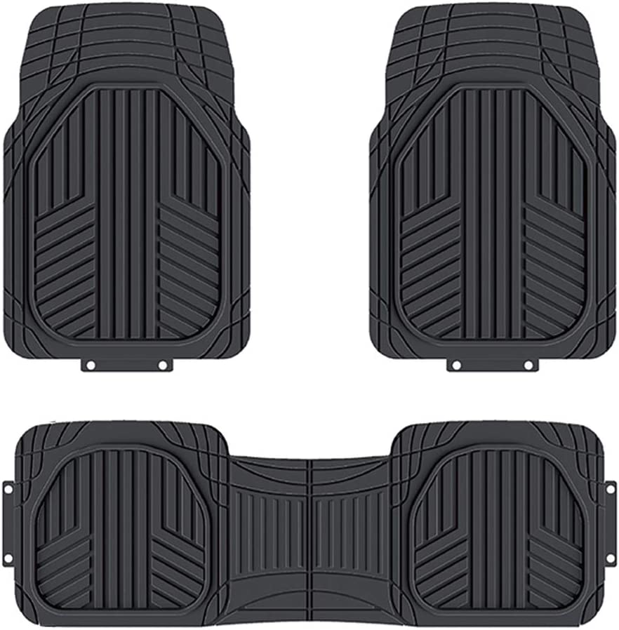 Photo 1 of  3-Piece All-Weather Protection Heavy Duty Rubber Floor Mats for Cars, SUVs, and Trucks?Black, Trim to Fit
