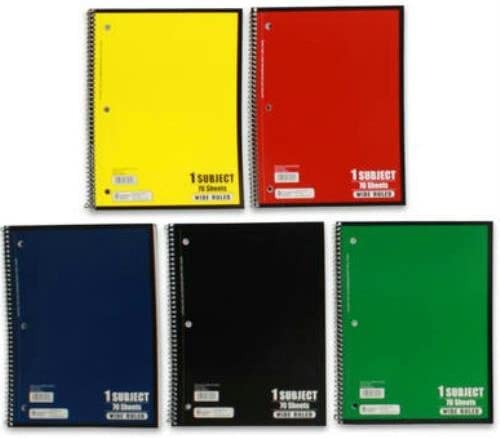 Photo 1 of Norcom College Ruled Spiral Bound Notebook 70 Sheets Assorted Colors (Pack of 5)
