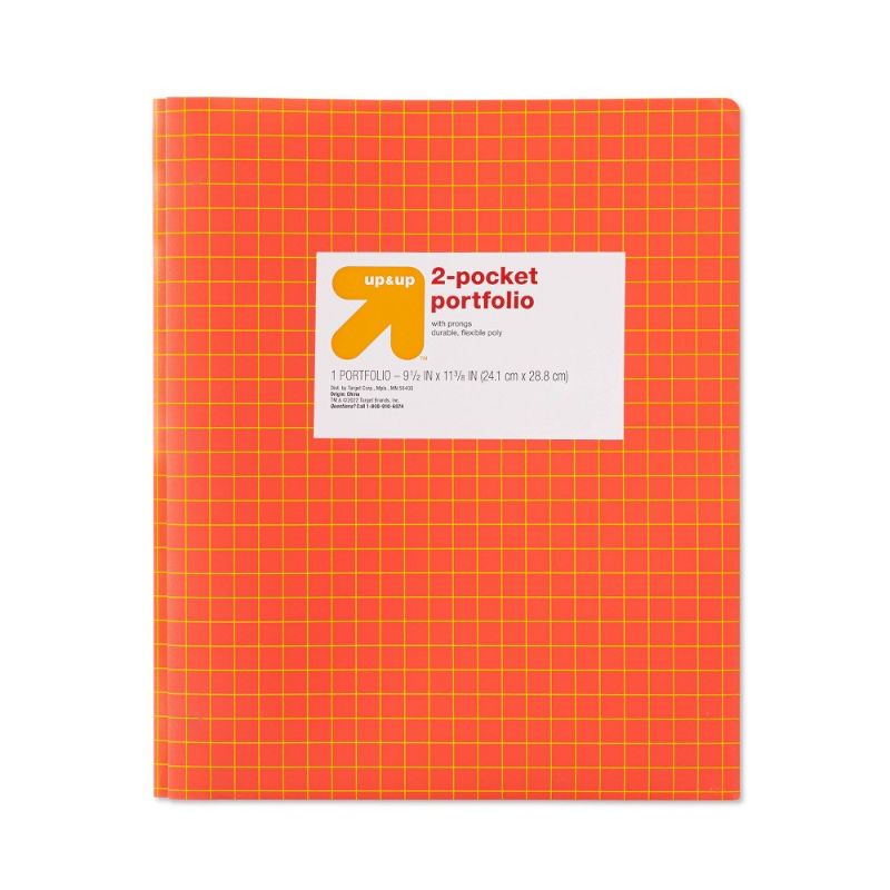 Photo 1 of Poly Folder with Prongs Fashion Pink Grid - up & up™ - Set of 11