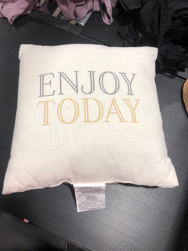 Photo 2 of 'Enjoy Today' Square Throw Pillow Cream - Threshold™

