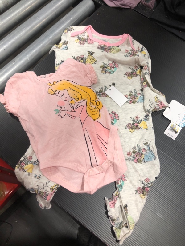 Photo 2 of Baby Girls' 2pk Disney Princess Romper and Bodysuit - 12M
