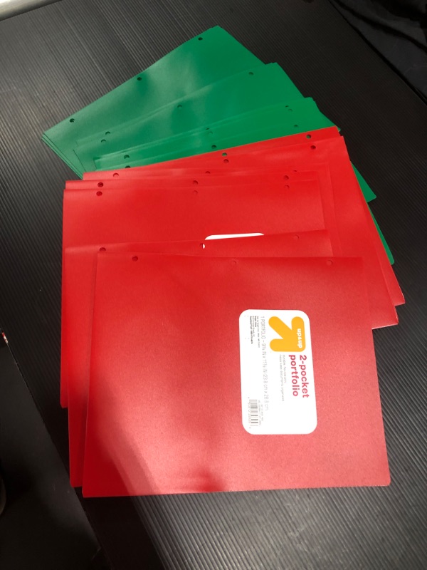 Photo 1 of 2 Pocket Portfolio Folders - Set of 20 - 10 Red 10 Green