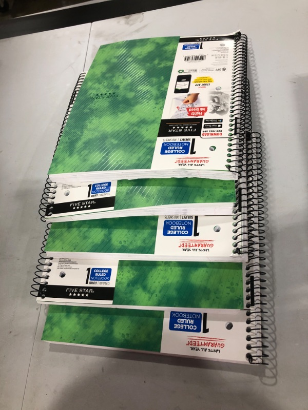 Photo 2 of Five Star 1 Subject College Ruled Spiral Notebook BUNDLE OF 5

