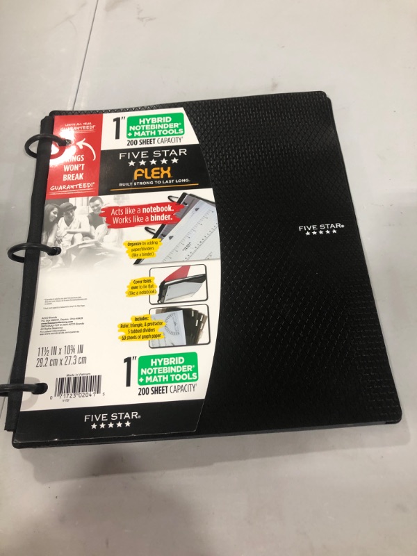 Photo 2 of 1" Notebinder Flex Quad Rule Black - Five Star

