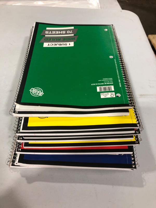 Photo 1 of Wide Ruled 1 Subject Spiral Notebook BUNDLE SET OF 12