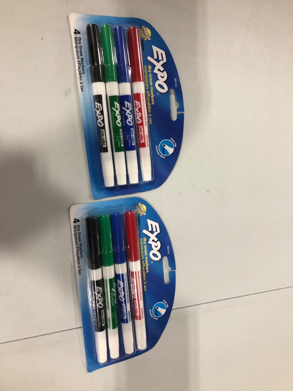 Photo 1 of EXPO Dry Erase Markers, Fine, Assorted 4 Markers 2 PACK
