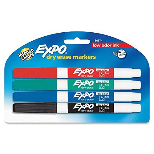Photo 1 of EXPO Dry Erase Markers, Fine, Assorted 4 Markers 2 PACK
