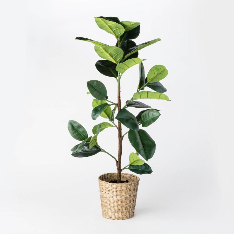 Photo 1 of 3.1' Artificial Rubber Leaf Tree in Pot Green - Threshold™ Designed with Studio McGee
