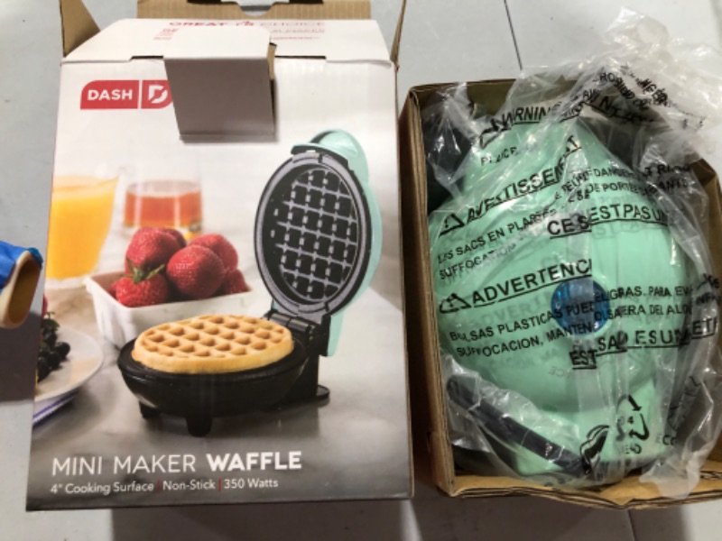 Photo 2 of Dash 4 In. Aqua Mini Waffle Maker