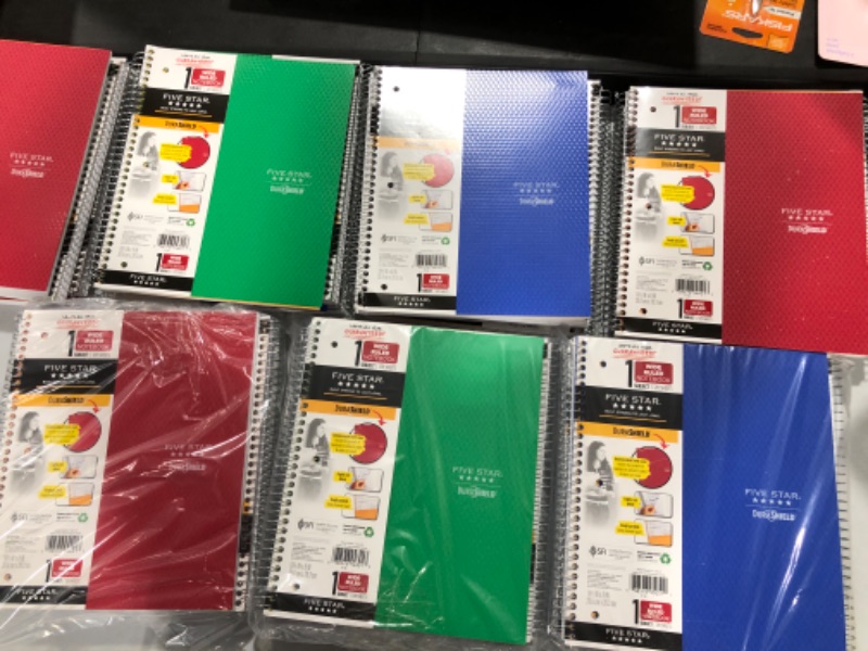 Photo 1 of 4 Pack of Spiral Notebooks 1 Subject Wide Ruled Anti-Microbial  - Five Star
Various Colors