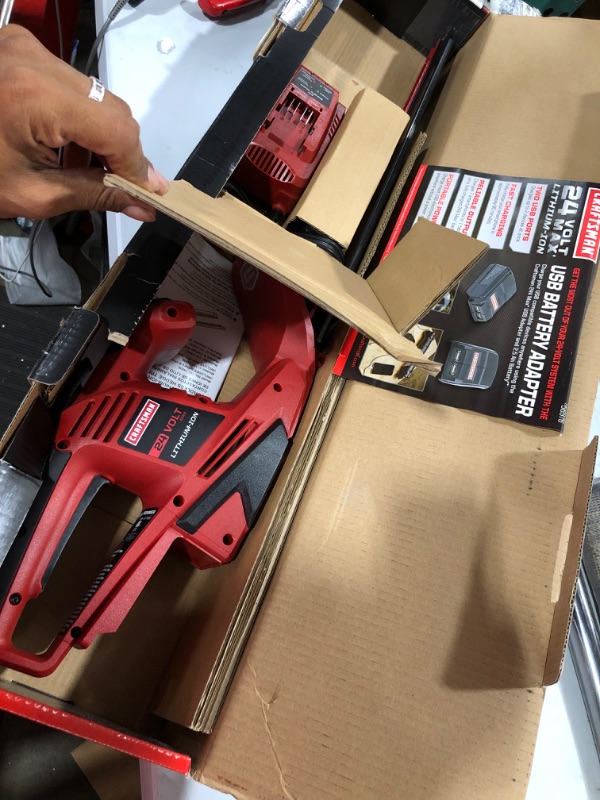 Photo 2 of Craftsman 24V Volt Max Lithium-Ion 22" Cordless Hedge Trimmer - Tool Charger and Battery Included Packaged)
