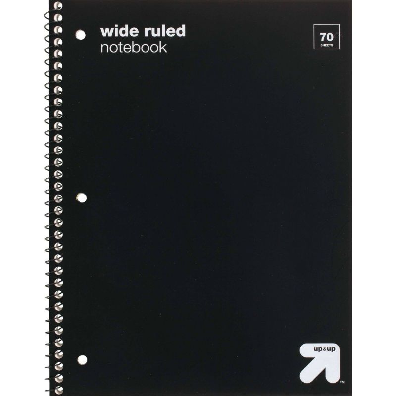 Photo 1 of [Pack of 10] Wide Ruled Black 1 Subject Flexible Plastic Cover Spiral Notebook - up & up
