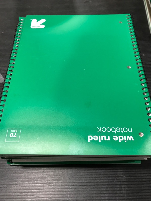 Photo 2 of [10 Pack] Wide Ruled Green 1 Subject Flexible Plastic Cover Spiral Notebook - up & up